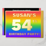 [ Thumbnail: 54th Birthday Party: Fun, Colorful Rainbow Pattern Invitation ]