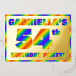 [ Thumbnail: 54th Birthday Party — Fun, Rainbow Spectrum “54” Invitation ]