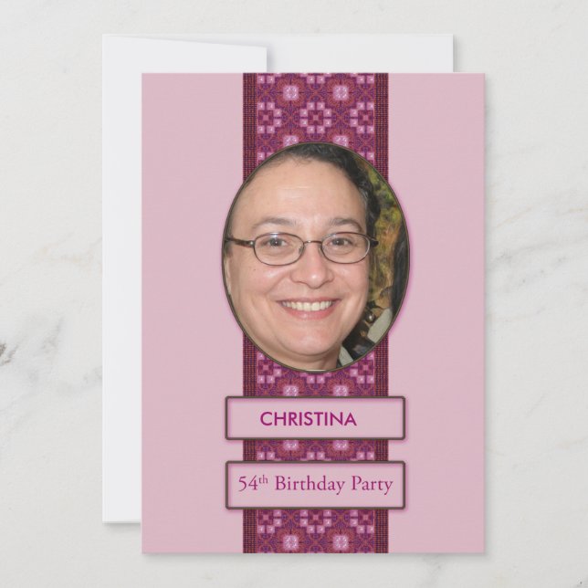 54th Birthday Party Invitation Picture and Name (Front)