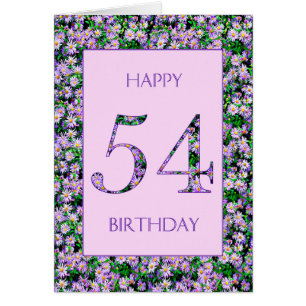 54th Birthday Purple Daisies Cards