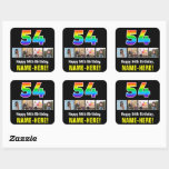 [ Thumbnail: 54th Birthday: Rainbow “54”; Custom Photos & Name Sticker ]