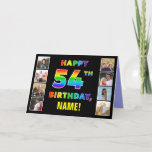 [ Thumbnail: 54th Birthday: Rainbow Text, Custom Photos & Name Card ]