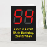 [ Thumbnail: 54th Birthday: Red Digital Clock Style "54" + Name Card ]