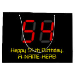 [ Thumbnail: 54th Birthday: Red Digital Clock Style "54" + Name Gift Bag ]