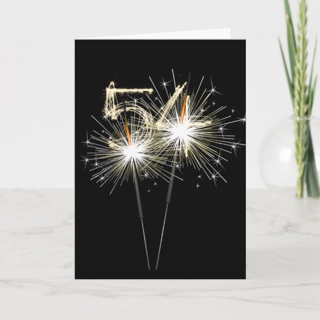 54th Birthday Sparklers on Black Card (Front)