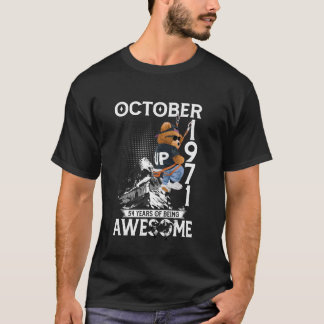54th Birthday The Bear Legends October 1971 54 Yea T-Shirt
