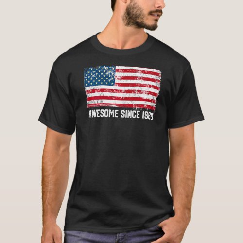 54th Birthday Vintage Usa Flag Awesome Since 1968 T_Shirt