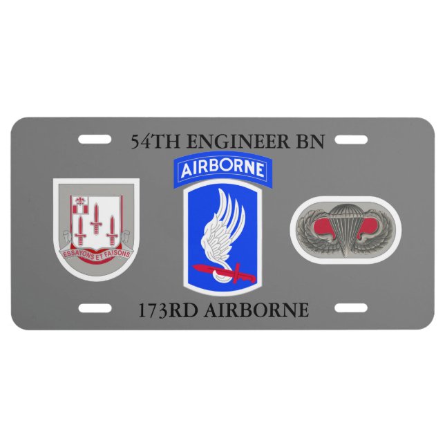 54TH ENGINEER BATTALION 173RD AIRBORNE LICENSE PLATE (Front)