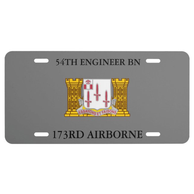 54TH ENGINEER BATTALION 173RD AIRBORNE  LICENSE PLATE (Front)