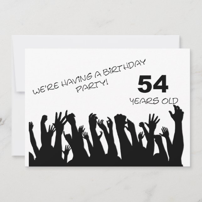 54th party invitation with cheering crowds (Front)