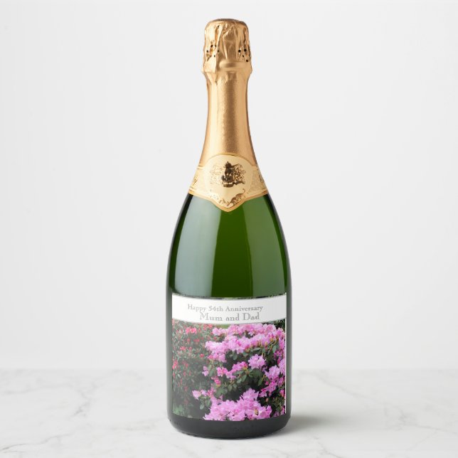 54th Wedding Anniversary  Sparkling Wine Label (Front)