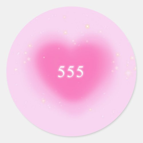 555 Modern Pink Heart Aesthetic Angel Number  Classic Round Sticker