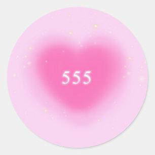 555 Modern Pink Heart Aesthetic Angel Number Classic Round Sticker