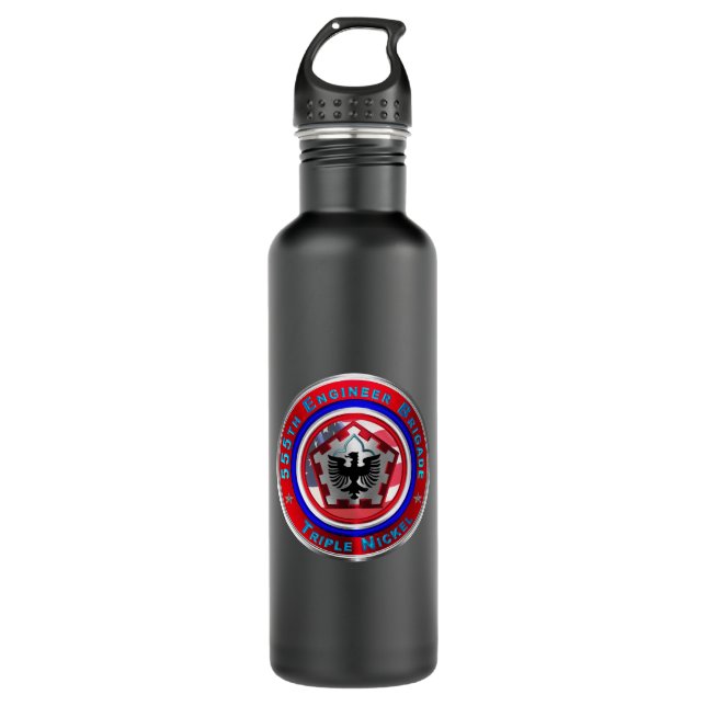 555th Engineer Brigade “Triple Nickel” Stainless Steel Water Bottle (Front)