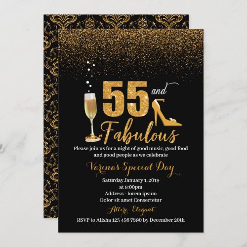 55 and Fabulous Birthday Invitation for Women