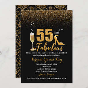 55 and Fabulous Birthday Invitation for Women