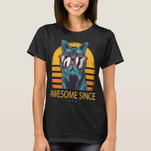 55 Birthday Men Women Vintage Cat 55th Bday T-Shirt