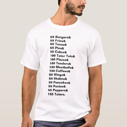 55 Burgers  55 Fries  55 Tacos Conjunction Shirt