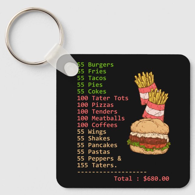 55 Burgers 55 Fries I Think You Should Leave Funny Keychain (Front)