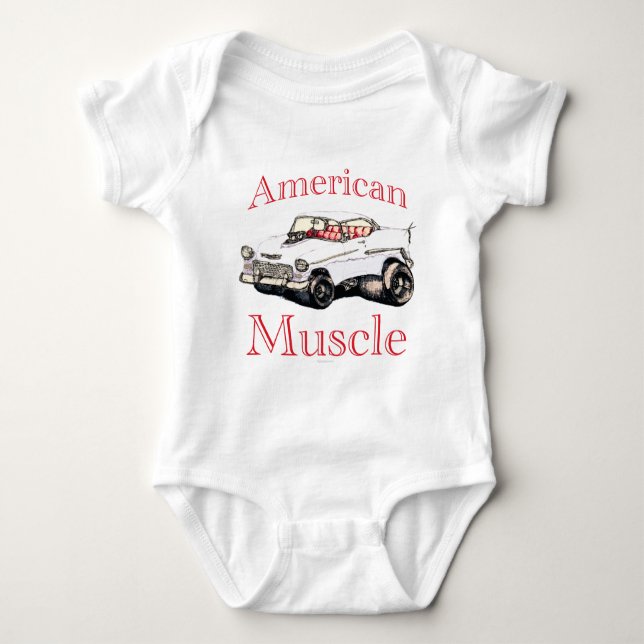55 chevy American Muscle Baby Bodysuit (Front)