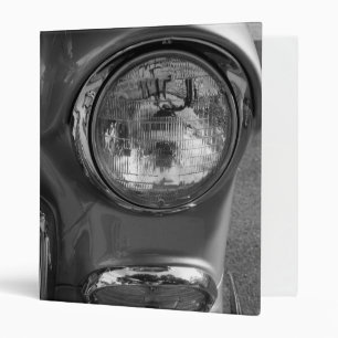 55 Chevy Headlight Grayscale 3 Ring Binder