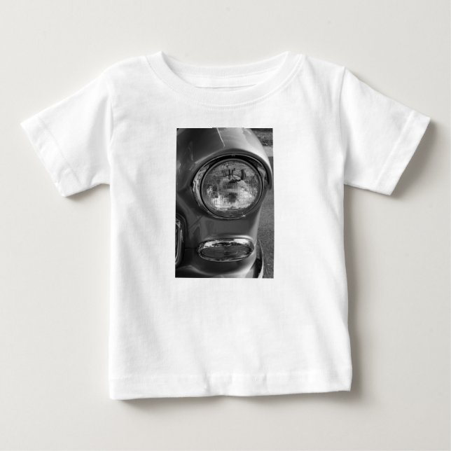 55 Chevy Headlight Grayscale Baby T-Shirt (Front)