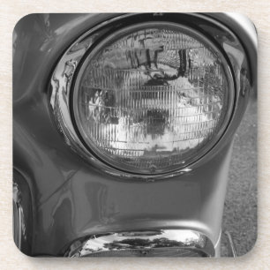 55 Chevy Headlight Grayscale Drink Coaster