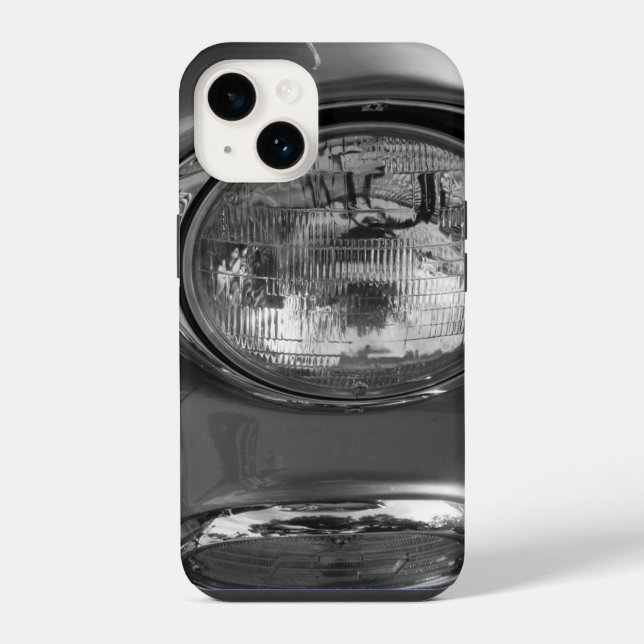 55 Chevy Headlight Grayscale Iphone Case (Back)