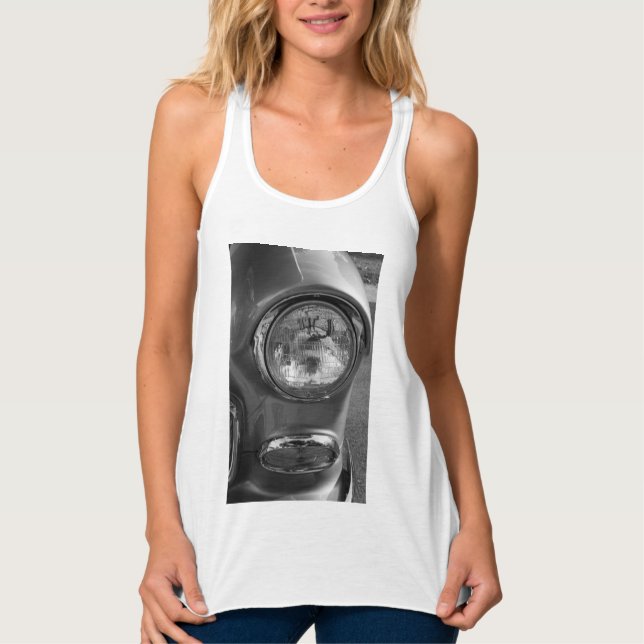 55 Chevy Headlight Grayscale Tank Top (Front)