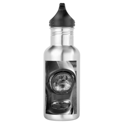 55 Chevy Headlight Grayscale Water Bottle