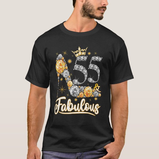 55 & Fabulous 55 Years Old 55th Birthday Diamond C T-Shirt (Front)