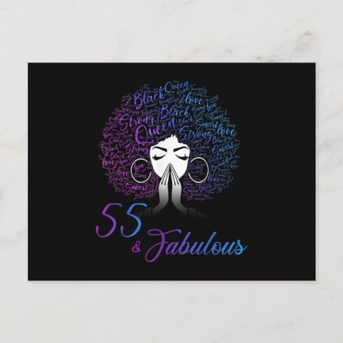 55  Fabulous Afro Hair Black Women 55th Birthday Announcement Postcard