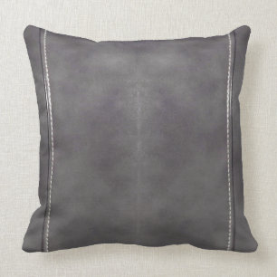 55, Faux Gray Brown Leather Look Throw Pillow