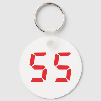 55 fifty-fife red alarm clock digital number keychain