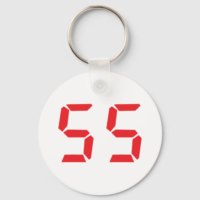 55 fifty-fife red alarm clock digital number keychain (Front)