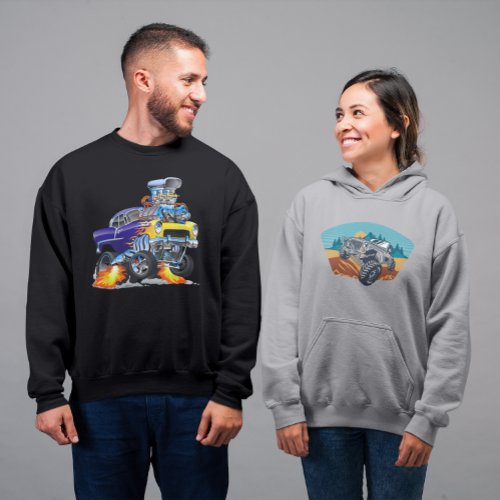 55 Funny Car Flaming Drag Track Beast  Sweatshirt