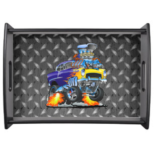 55 Funny Car Metal Diamond Checker Plate  Serving Tray