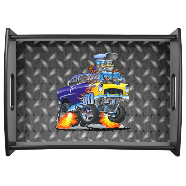 55 Funny Car Metal Diamond Checker Plate  Serving Tray (Front)