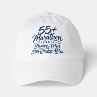 55+ Marathon Runner Stronger Wiser Chasing Miles Youth Dad Hat