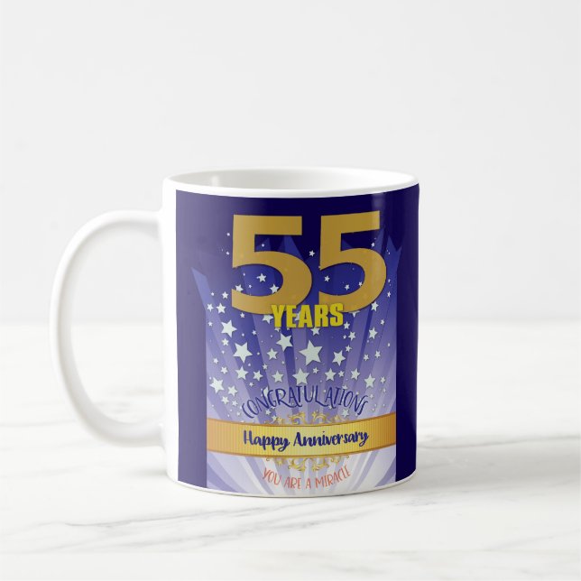 55 Year CUSTOM Recovery Anniversary Bold Numeral Coffee Mug (Left)