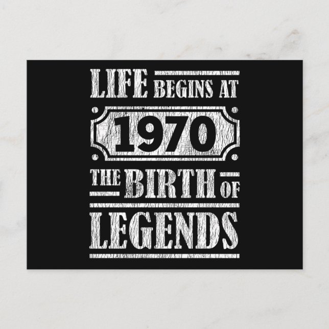 55 Year Old 1970 Birth Of Legend 55th Birthday Postcard (Front)