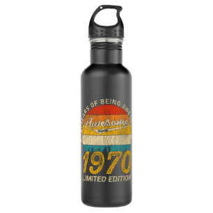 55 Year Old 1970 Retro Awesome 55th Birthday Gift Stainless Steel Water Bottle