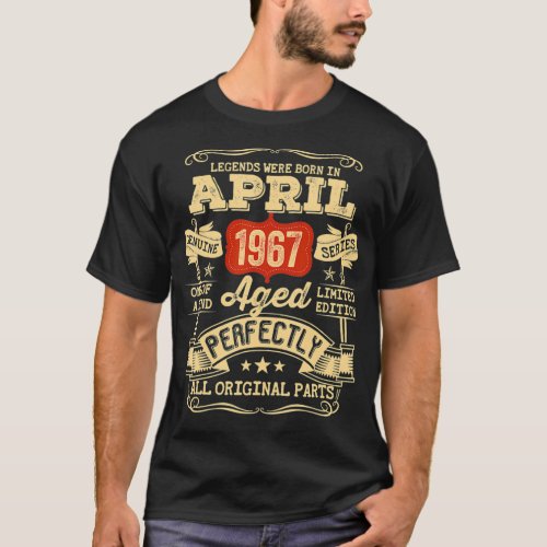 55 Year Old 55th Birthday Gifts Vintage April 1967 T_Shirt