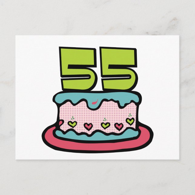 55 Year Old Birthday Cake Postcard (Front)