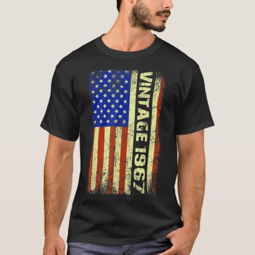 55 Year Old Gifts Vintage 1967 American Flag 55th  T_Shirt