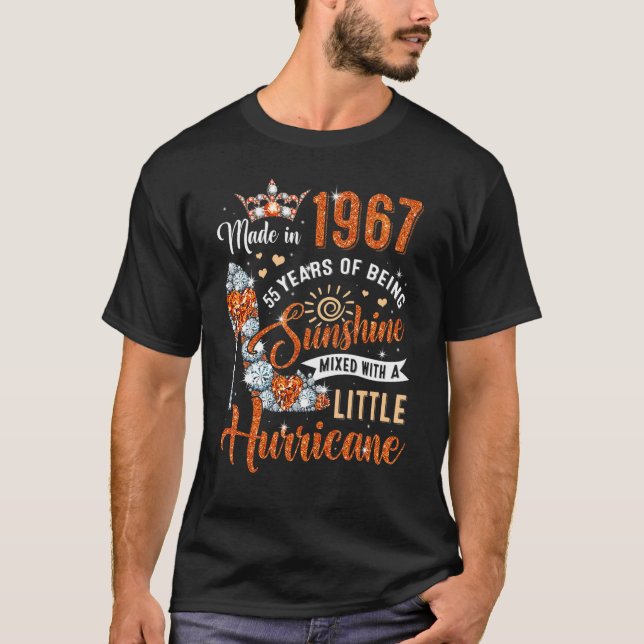 55 Year Old Made In 1967 Birthday Queen Diamond He T-Shirt (Front)