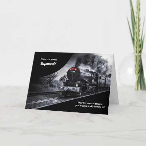 55 Year Railroad Retirement Congratulations Train Card