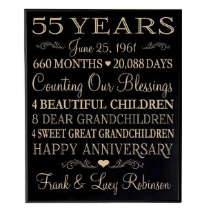 55 Years Anniversary Black Veneer Wood Plaque