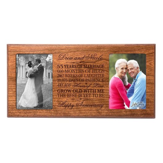 55 Years of Marriage Cherry Double Photo Frame (Front)