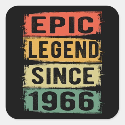 55 Years Old Bday 1966 Epic Legend 56th Birthday Square Sticker